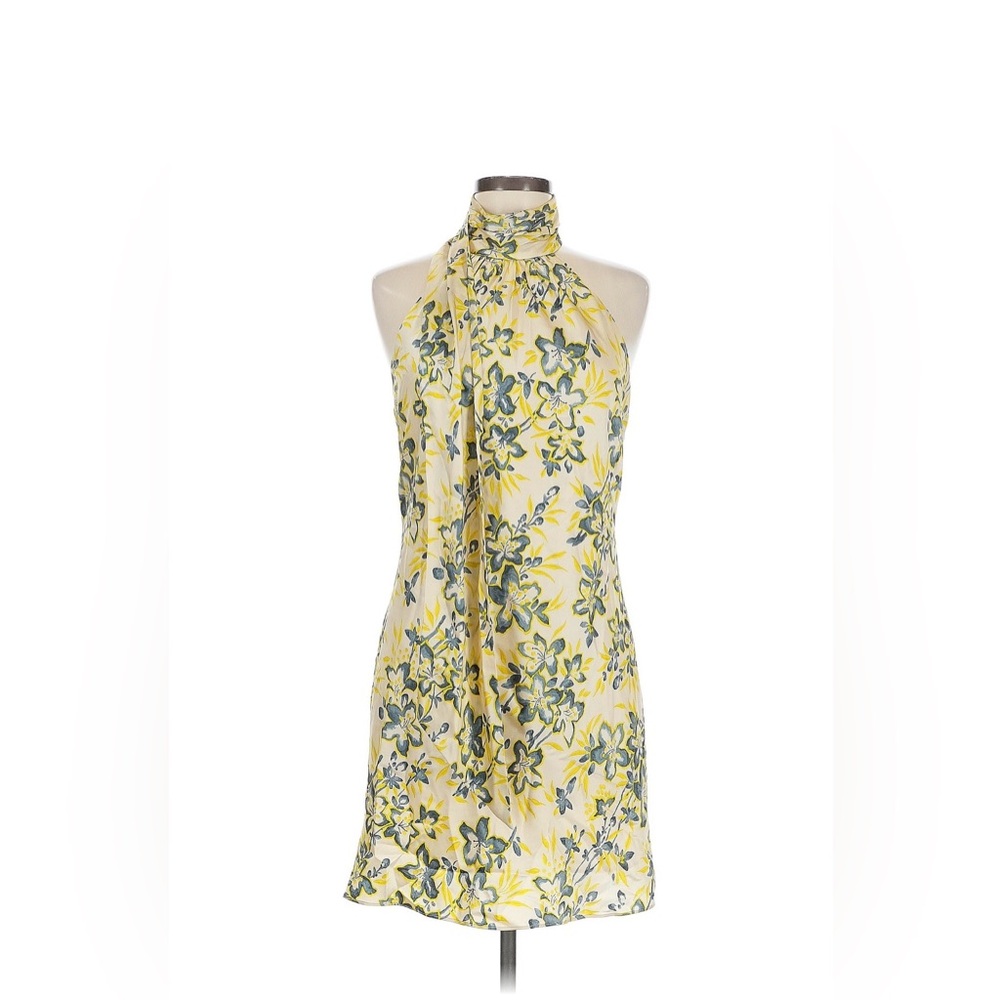 cinq a sept Yellow Floral Halter Mini Dress
